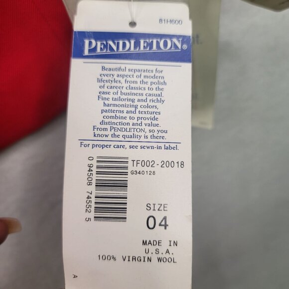 Vintage 90s Pendleton Women Red Wool Blazer Size 4 Double Breast Gold Button New - Picture 5 of 13